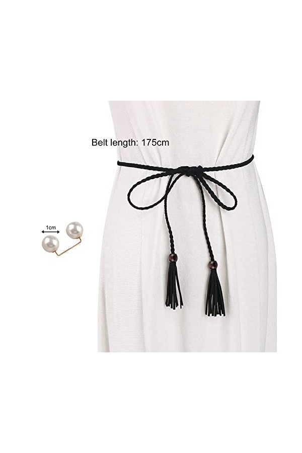 YSDYY 3 ceintures de corps tressées pour femmes, sangles de ceinture à franges perlées en bois, 2 épingles perlées blanches, 