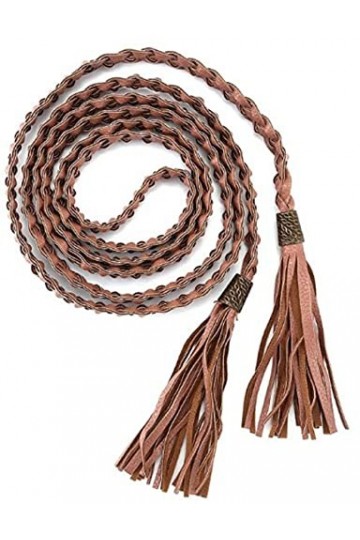 LUMoony Ceinture Taille Femme Ceinture Robe 200cm Long Gland Ceinture Robe tressée Ceinture tressée Ceinture chaîne frangée C