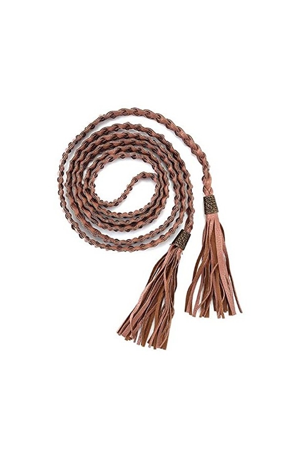 LUMoony Ceinture Taille Femme Ceinture Robe 200cm Long Gland Ceinture Robe tressée Ceinture tressée Ceinture chaîne frangée C