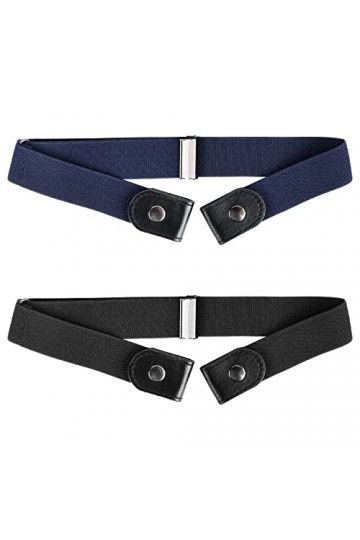 Encuryna Lot de 2 ceintures sans boucle pour femme, ceinture élastique invisible pour homme et femme, grande taille sans bouc