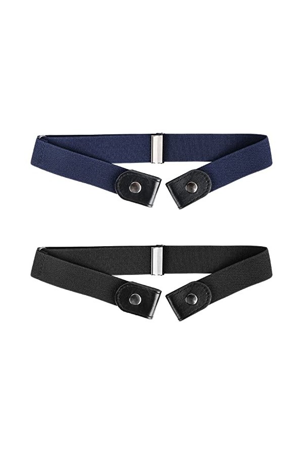 Encuryna Lot de 2 ceintures sans boucle pour femme, ceinture élastique invisible pour homme et femme, grande taille sans bouc