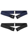 Encuryna Lot de 2 ceintures sans boucle pour femme, ceinture élastique invisible pour homme et femme, grande taille sans bouc