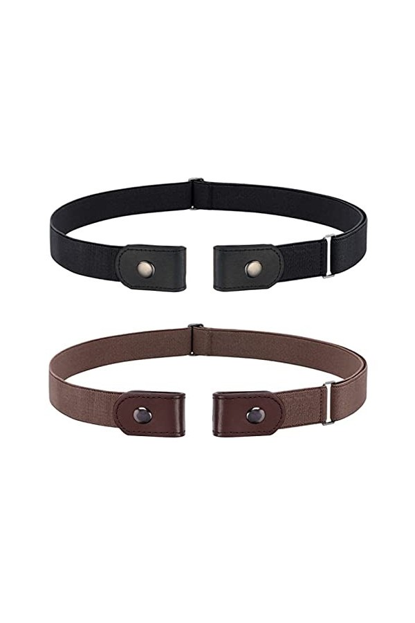 JSUOEO Lot de 2 ceintures sans boucle - Élastique - Pour femme - Invisible - Taille réglable - Sans boucle - Boucle invisible