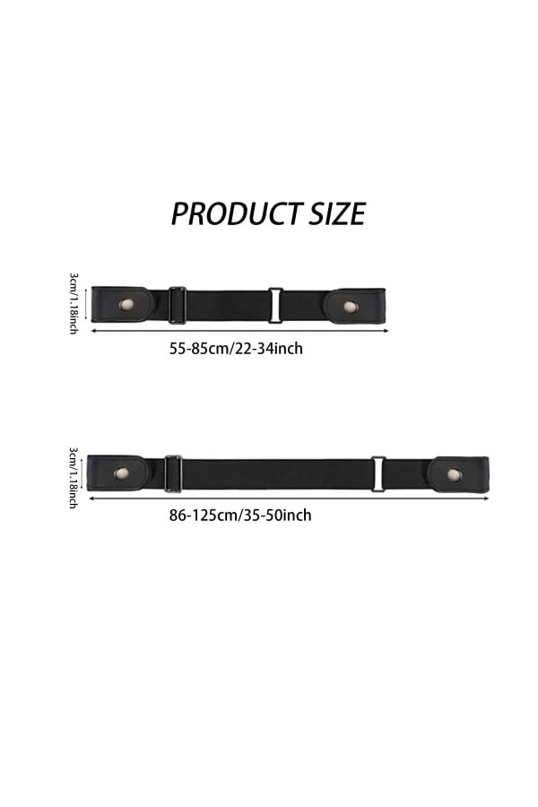 JSUOEO Lot de 2 ceintures sans boucle - Élastique - Pour femme - Invisible - Taille réglable - Sans boucle - Boucle invisible