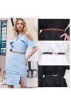 2 Pièces Ceinture Fine Femme Cuir Noir Blanche Marron Belt Ceinture Fin Faux Cuir avec boucle Décoration Ceinture pour Jeans 