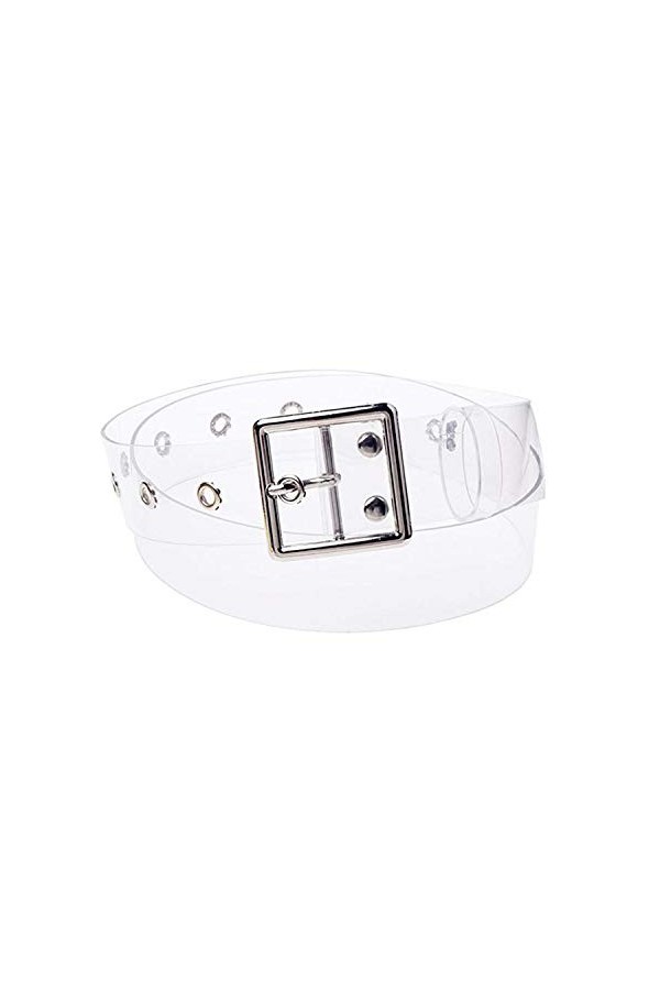 PPX Ceinture Femme Fille Transparent, Accessoire pour Robe Pantalon Jupe,PVC Argenté Silver Square 