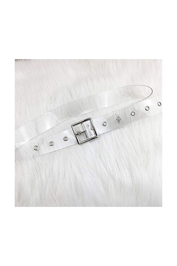 PPX Ceinture Femme Fille Transparent, Accessoire pour Robe Pantalon Jupe,PVC Argenté Silver Square 