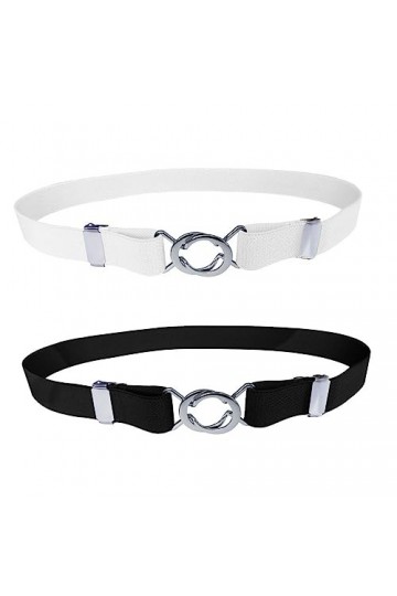 AAED 2 Pièces Ceinture Femme,Ceinture Elastique avec Boucle en Métal,Ceinture Extensible Femmes,Ceinture Taille Haute Femme,C