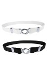 AAED 2 Pièces Ceinture Femme,Ceinture Elastique avec Boucle en Métal,Ceinture Extensible Femmes,Ceinture Taille Haute Femme,C