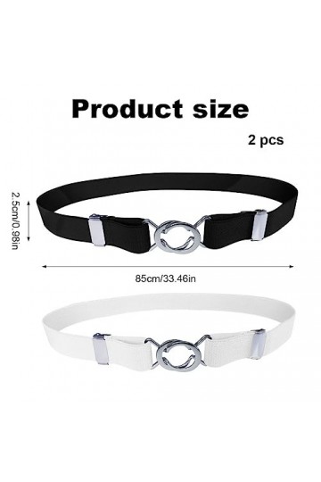 AAED 2 Pièces Ceinture Femme,Ceinture Elastique avec Boucle en Métal,Ceinture Extensible Femmes,Ceinture Taille Haute Femme,C