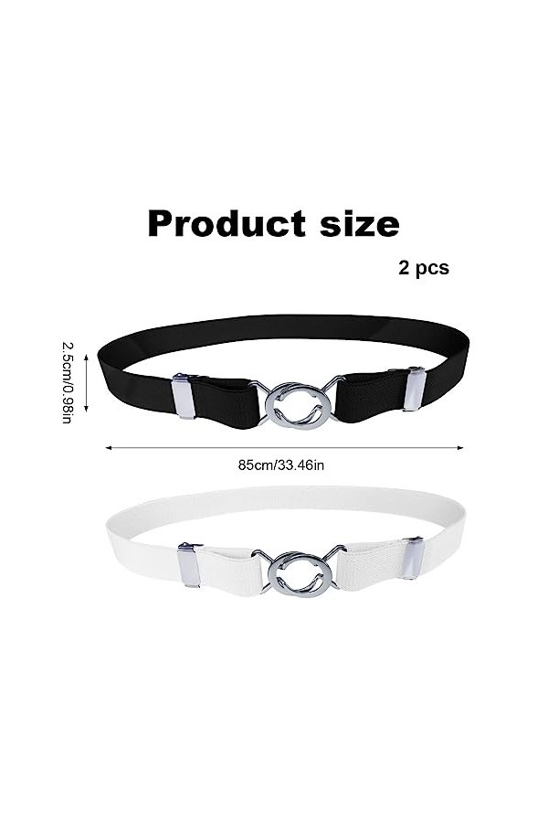 AAED 2 Pièces Ceinture Femme,Ceinture Elastique avec Boucle en Métal,Ceinture Extensible Femmes,Ceinture Taille Haute Femme,C
