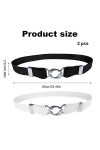 AAED 2 Pièces Ceinture Femme,Ceinture Elastique avec Boucle en Métal,Ceinture Extensible Femmes,Ceinture Taille Haute Femme,C