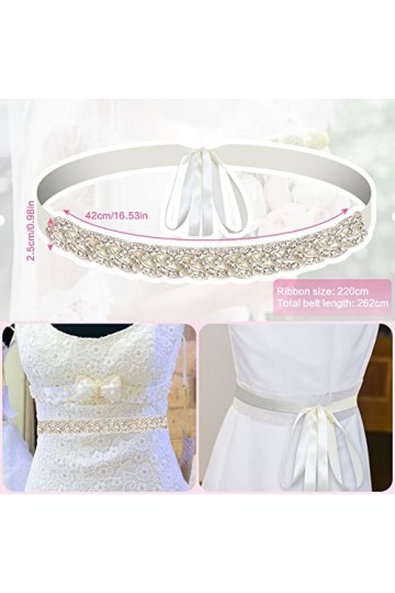Strass Ceinture de Mariée, Ceinture Strass Femme, Ceinture avec Strass, 262 x 2,5 cm Nuptiale Ruban Ceinture de Mariage, Cein