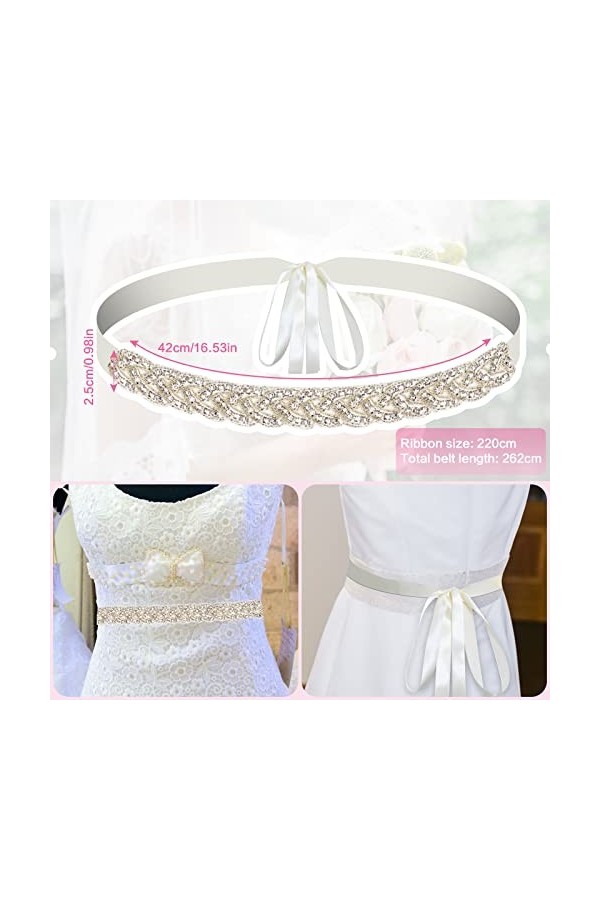 Strass Ceinture de Mariée, Ceinture Strass Femme, Ceinture avec Strass, 262 x 2,5 cm Nuptiale Ruban Ceinture de Mariage, Cein