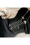 Aabellay Corset à lacets pour femme - Ceinture élastique rétro - Ceinture large nouée - Style vintage - Pour Halloween - Noir