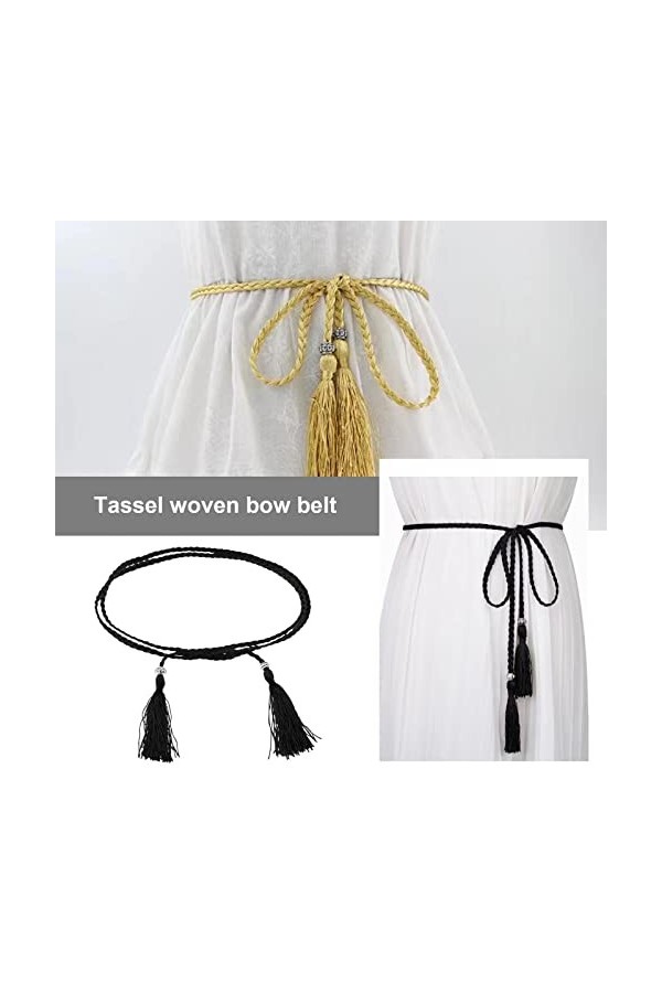 Create idea 2pcs Ceinture Femme Maigre Gland Tressé Ceinture Mince Dames Ceintures 165cm pour Robe Ensemble Jupe Pull Vêtemen