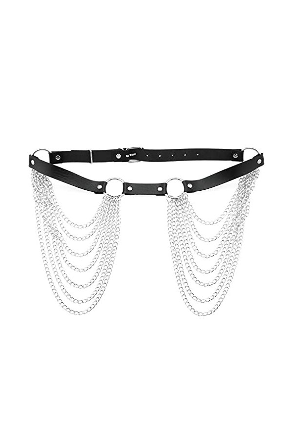Liitata Ceinture en cuir punk sexy pour femme et fille - Noir