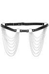 Liitata Ceinture en cuir punk sexy pour femme et fille - Noir