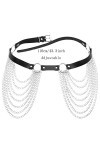 Liitata Ceinture en cuir punk sexy pour femme et fille - Noir