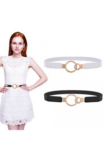AYPOW 2 paquets Ceinture Taille élastique pour femme, Haute élastique Extensible Réglable Simple Style Ceinture Mince Ceintur