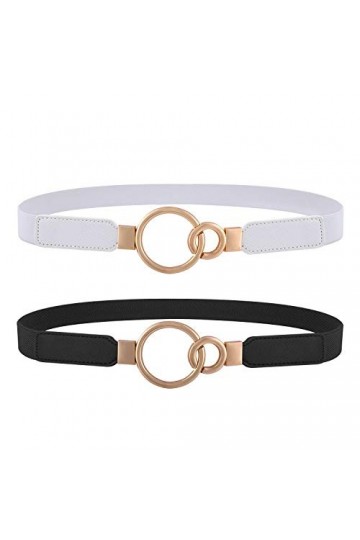 AYPOW 2 paquets Ceinture Taille élastique pour femme, Haute élastique Extensible Réglable Simple Style Ceinture Mince Ceintur