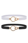 AYPOW 2 paquets Ceinture Taille élastique pour femme, Haute élastique Extensible Réglable Simple Style Ceinture Mince Ceintur