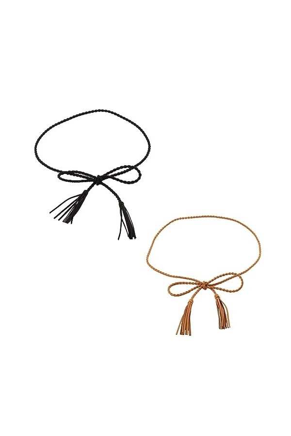 SSRDFU Ceinture tressée Dames - 2 Pièces Ceinture Tressée pour Femmes Ceinture à Franges Fines Couleur Unie Taille Réglable C