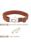 Lot de 3 ceintures avec boucle élastique, 1 broche en perles, ceinture élastique décontractée, ceinture simple, ceinture fine