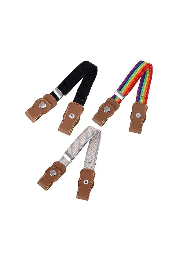 YZDZSW Lot de 3 ceintures élastiques sans boucle, sans boucle, ceinture réglable sans boucle, ceinture élastique invisible po