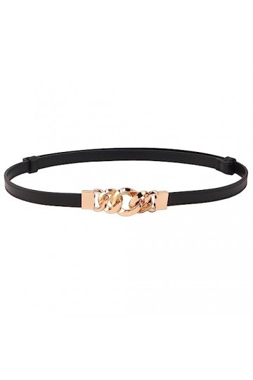 PLABBDPL 1 Pcs Ceinture Femme Fine, Ceinture Cuir Femme Noire, Femme Ceintures en Cuir Réglables Ceinture Fine pour Robes Jea