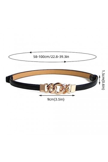 PLABBDPL 1 Pcs Ceinture Femme Fine, Ceinture Cuir Femme Noire, Femme Ceintures en Cuir Réglables Ceinture Fine pour Robes Jea