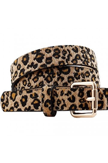 Ceinture Léopard Femme, Ceinture Dames, Ceinture en Cuir Imprimée, Ceinture en Cuir Pu Femmes, Ceinture Réglable, Rétro, Élég