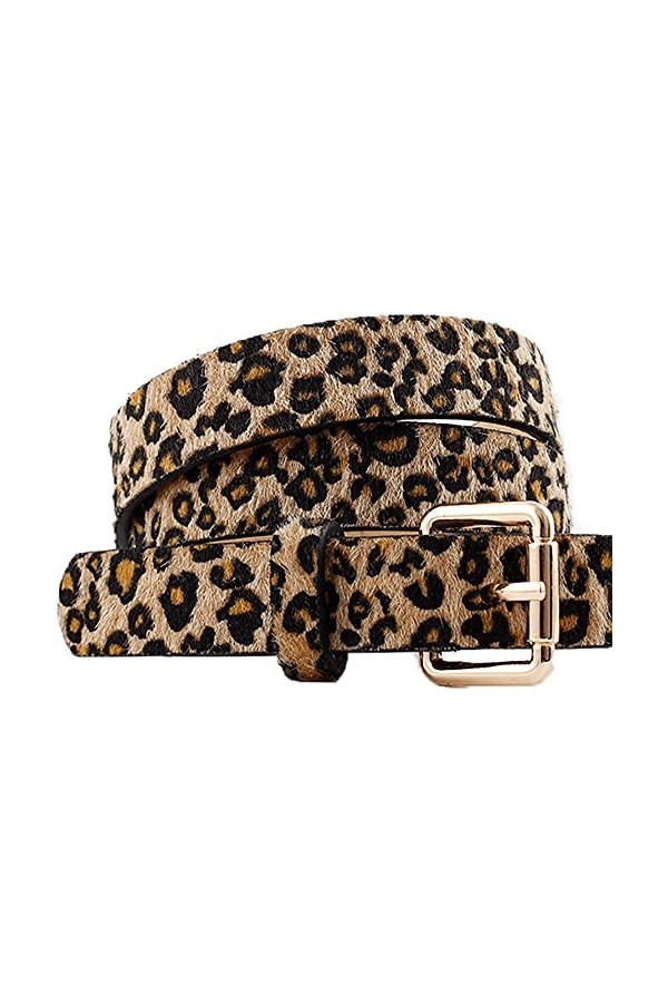 Ceinture Léopard Femme, Ceinture Dames, Ceinture en Cuir Imprimée, Ceinture en Cuir Pu Femmes, Ceinture Réglable, Rétro, Élég