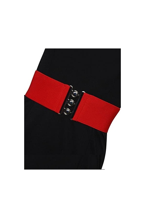 Ro Rox Large Ceinture Vintage Rétro Élastiquée Pour Femmes - Taille 46-52 - Rouge - L