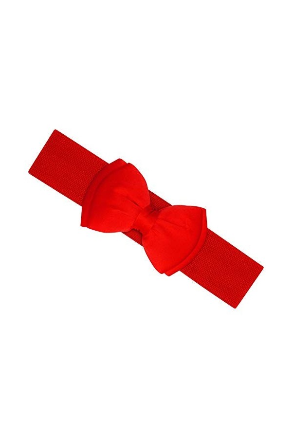 Ro Rox Vera Ceinture Large Élastique Années 1950 Vintage Retro Pin-Up Noeud Papillon Satin Rouge, L 