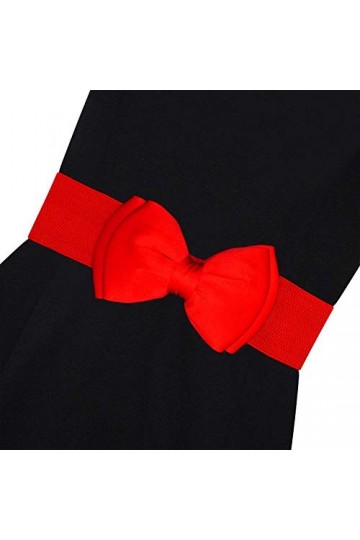 Ro Rox Vera Ceinture Large Élastique Années 1950 Vintage Retro Pin-Up Noeud Papillon Satin Rouge, L 