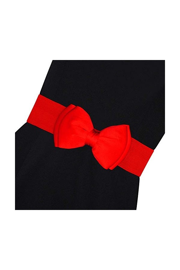 Ro Rox Vera Ceinture Large Élastique Années 1950 Vintage Retro Pin-Up Noeud Papillon Satin Rouge, L 