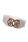 sharprepublic Dames En Forme De Coeur Boucle Mode Ceinture Large Filles Stretch Ceinture Blanche - Blanc, Taille unique