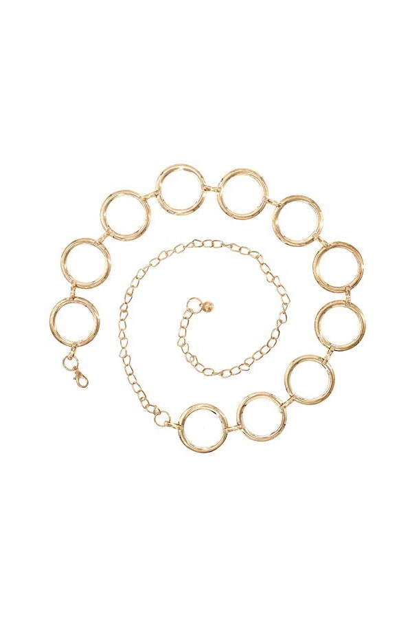 Zonfer Femmes Chaîne en Métal Robe Ceinture Ornée dor Ceinture Fine Ceinture Grand Anneau en Métal Bracelet Taille pour Dame