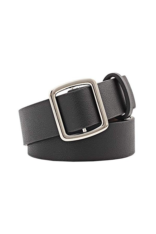 Jixin4you Sans Trou Ceinture Large Femme avec Boucle Carré Mode pour Robe Manteau Noir