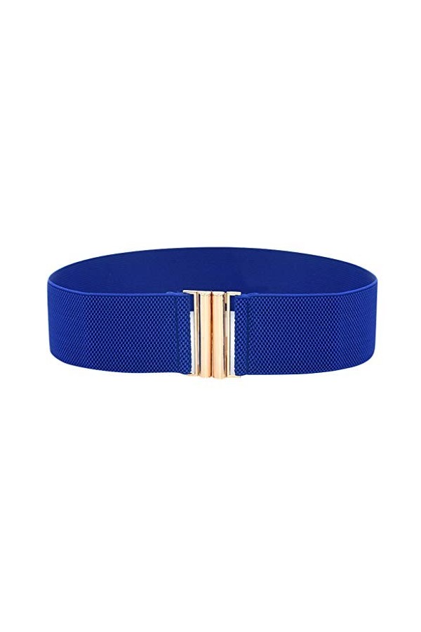 Ceinture large pour femme avec boucle élastique et élastique, bleu, taille unique