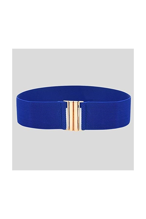 Ceinture large pour femme avec boucle élastique et élastique, bleu, taille unique