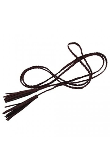 Nanxson Ceinture Fine pour Femme en Cuir Tressée avec Frange pour Robe Chemisier PDW0042 Taille unique, café 