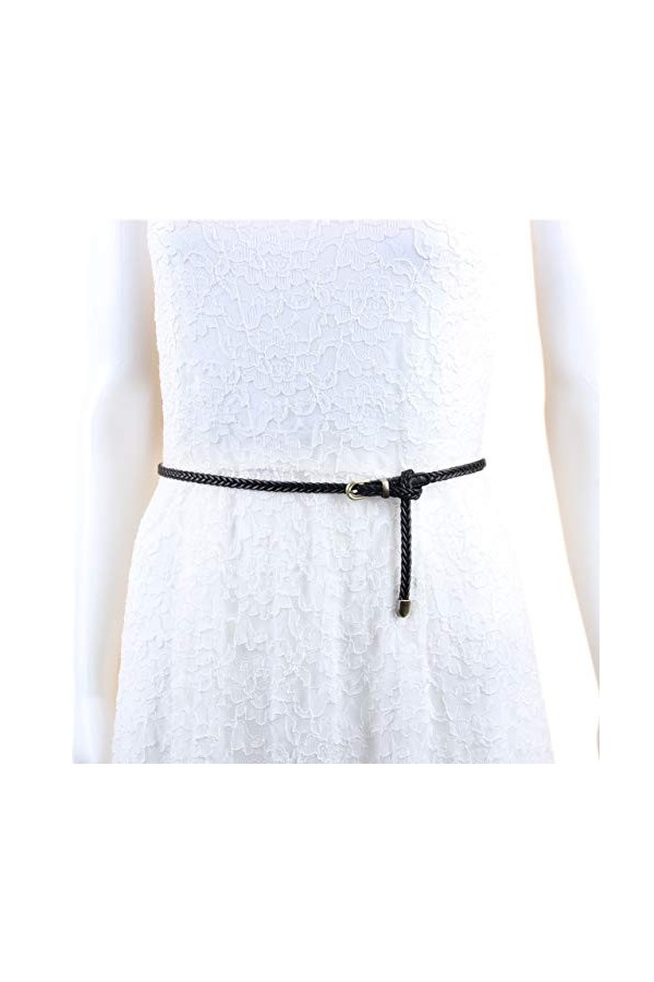 CHIC DIARY Ceinture tressée, fine, étroite, pour femme, décorative, design vintage, tendance, avec boucle de ceinture, Noir ,
