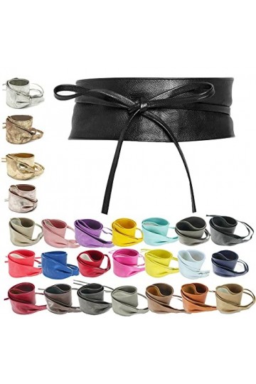 Charmoni - OBI - Ceinture large bande cuir synthétique à nouer autour de la taille - TU taille unique UNI vieux rose foncé 