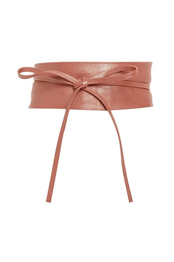 Charmoni - OBI - Ceinture large bande cuir synthétique à nouer autour de la taille - TU taille unique UNI vieux rose foncé 