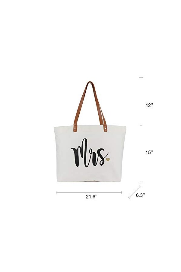 Lamyba Mme Sac Fourre-Tout avec Sac de Maquillage Cadeaux pour Fiançailles Mariage Fête de Mariage Blanc