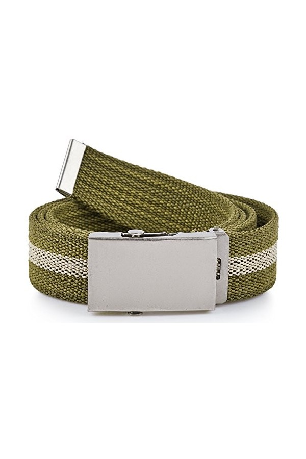 Merry Style Ceinture en tissu Femme P20 Khaki/Beige-Argent, 105 cm Longueur totale 110 cm 