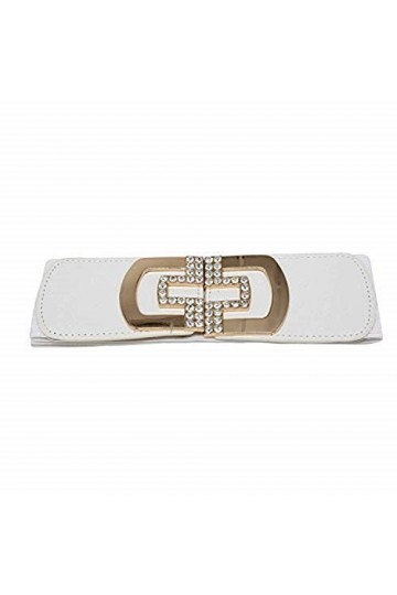 Trimming Shop Extensible 60mm Large Ceinture Extensible Ceinture Réglable avec Strass Clouté Boucle pour Femmes Robes, Toge, 
