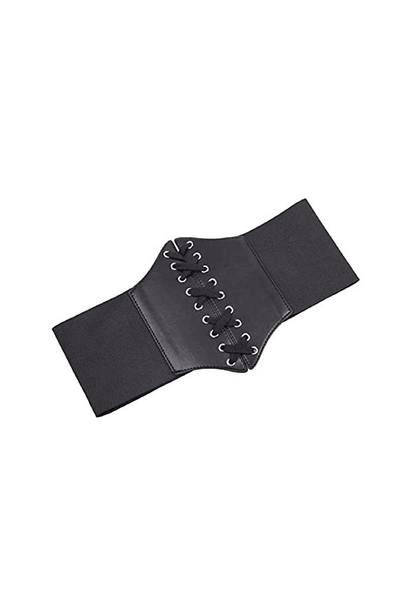 KorhLeoh Ceinture élastique avec ceinture noire avec lacets, ceinture élastique pour femmes et filles, Noir , 26-32W /S